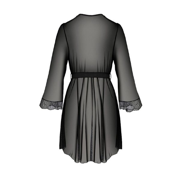 Пеньюар Passion AMBERLY PEIGNOIR 4XL/5XL, ажурні декольте та манжети, широкі рукави