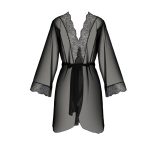 Пеньюар Passion AMBERLY PEIGNOIR 4XL/5XL, ажурні декольте та манжети, широкі рукави