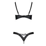 Комплект з екошкіри Passion CELINE BIKINI 6XL/7XL відкритий бра, стрінги зі шнурівкою