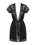 Сатиновий відкритий пеньюар на поясі Obsessive 810-PEI–1 peignoir