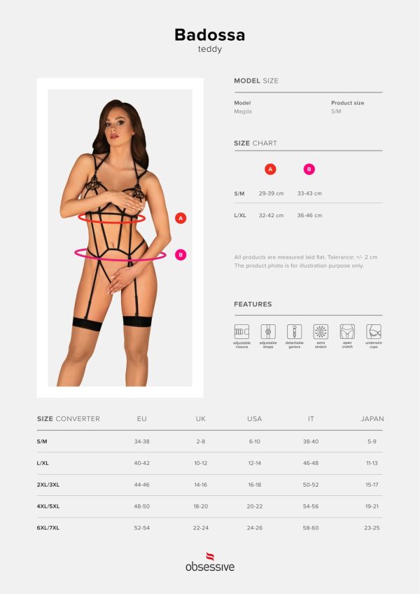 Боді зі стреп із доступом Obsessive Badossa crotchless teddy