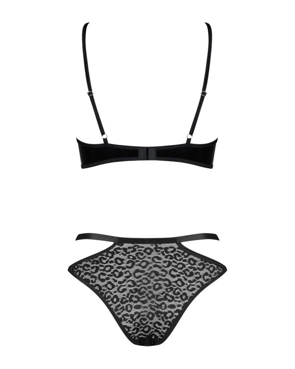 Еротичний комплект під латекс зі стрепами Obsessive Bagirela 2-pcs set під леопард, бю
