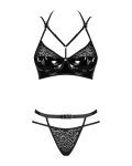 Еротичний комплект під латекс зі стрепами Obsessive Bagirela 2-pcs set під леопард, бю