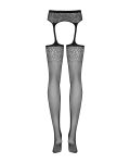 Сітчасті панчохи-стокінги з квітковим малюнком Obsessive Garter stockings S207 S/ чорні