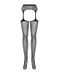 Сітчасті панчохи-стокінги з квітковим малюнком Obsessive Garter stockings S207 / чорні, доступ