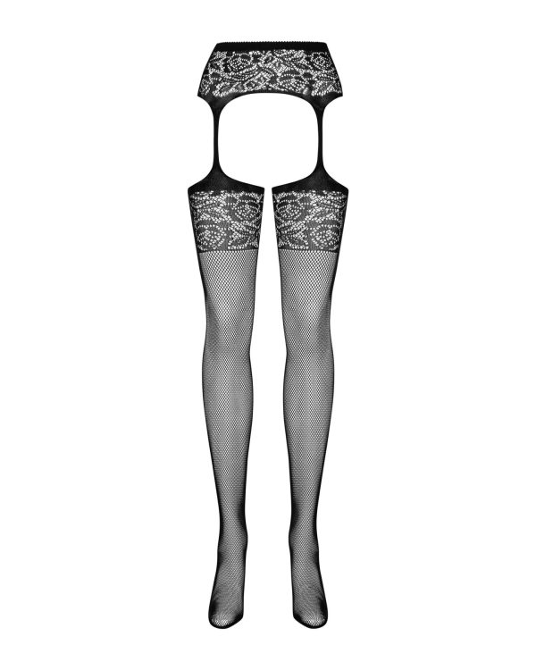 Сітчасті панчохи-стокінги з імітацією гартерів Obsessive Garter stockings S500S/ чорні