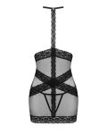 Напівпрозора сорочка з відкритими грудьми Obsessive Lacrisia chemise чорна