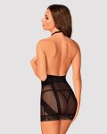 Напівпрозора сорочка з відкритими грудьми Obsessive Lacrisia chemise чорна