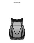 Напівпрозора сорочка з відкритими грудьми Obsessive Lacrisia chemise чорна
