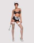 Еротичний костюм покоївки Obsessive Maidme set 5pcs бюстгальтер, пояс з фартухом, панчохи