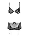 Еротичний костюм покоївки Obsessive Maidme set 5pcs бюстгальтер, пояс з фартухом, панчохи
