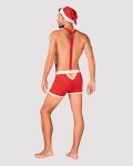 Чоловічий еротичний костюм Санта-Клауса Obsessive Mr Claus боксери на підтяжках, шапочка з помп