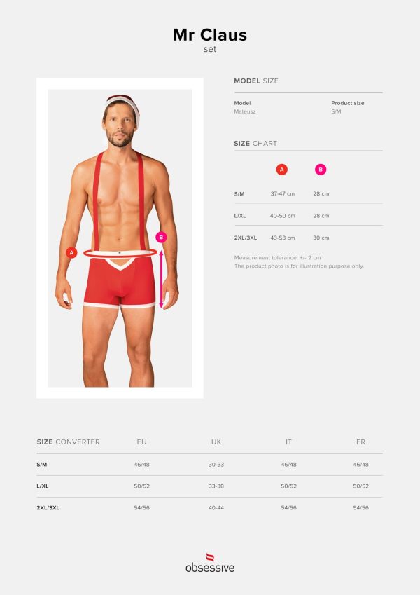 Чоловічий еротичний костюм Санта-Клауса Obsessive Mr Claus боксери на підтяжках