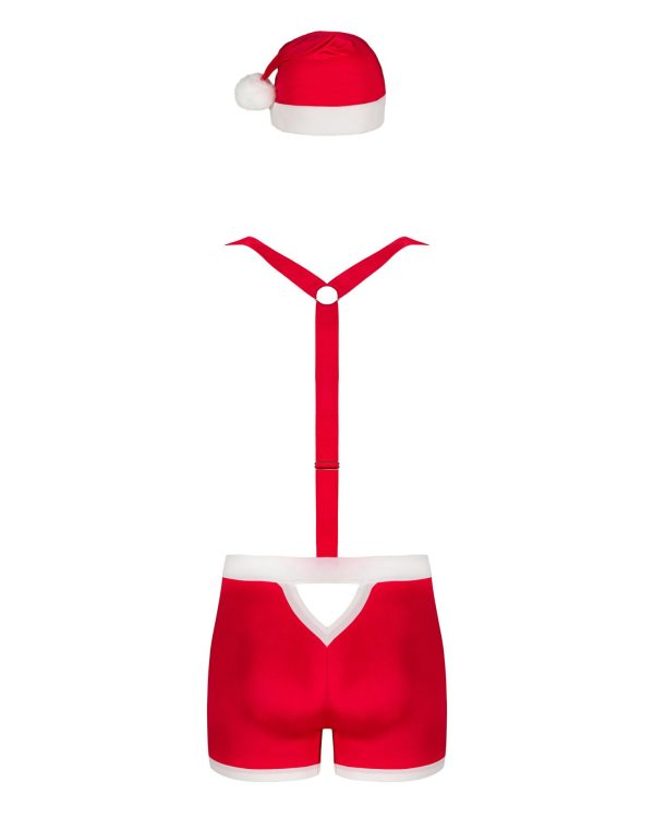Чоловічий еротичний костюм Санта-Клауса Obsessive Mr Claus боксери на підтяжках