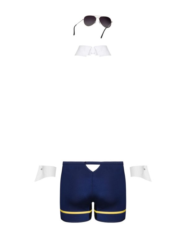 Еротичний костюм пілота Obsessive Pilotman set 2XL/3XL, боксери, манжети, комір з краваткою, окуляри