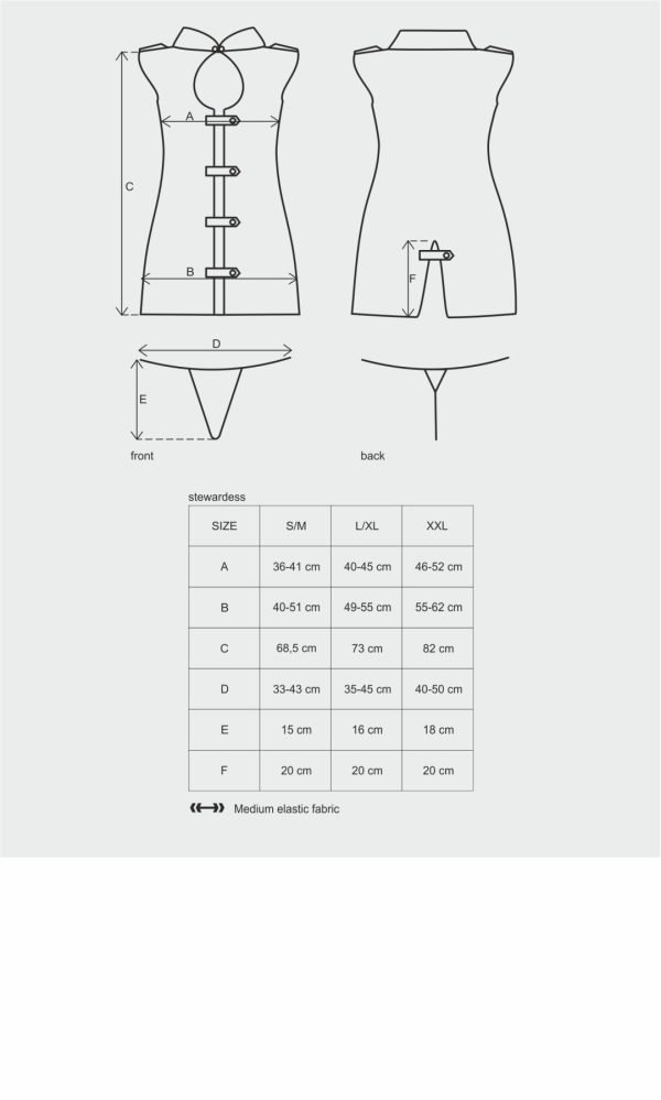 Еротичний костюм стюардеси Obsessive Stewardess 3 pcs grey , сукня, стрінги, пілотка