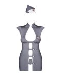 Еротичний костюм стюардеси Obsessive Stewardess 3 pcs grey сірий, сукня, стрінги