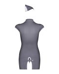 Еротичний костюм стюардеси Obsessive Stewardess 3 pcs grey сірий, сукня, стрінги
