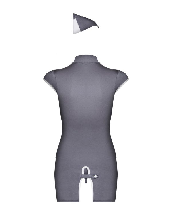 Еротичний костюм стюардеси Obsessive Stewardess 3 pcs grey , сукня, стрінги, пілотка