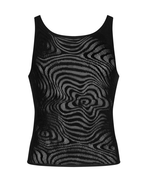 Чоловіча напівпрозора майка-борцовка з візерунком Obsessive tank top S чорна
