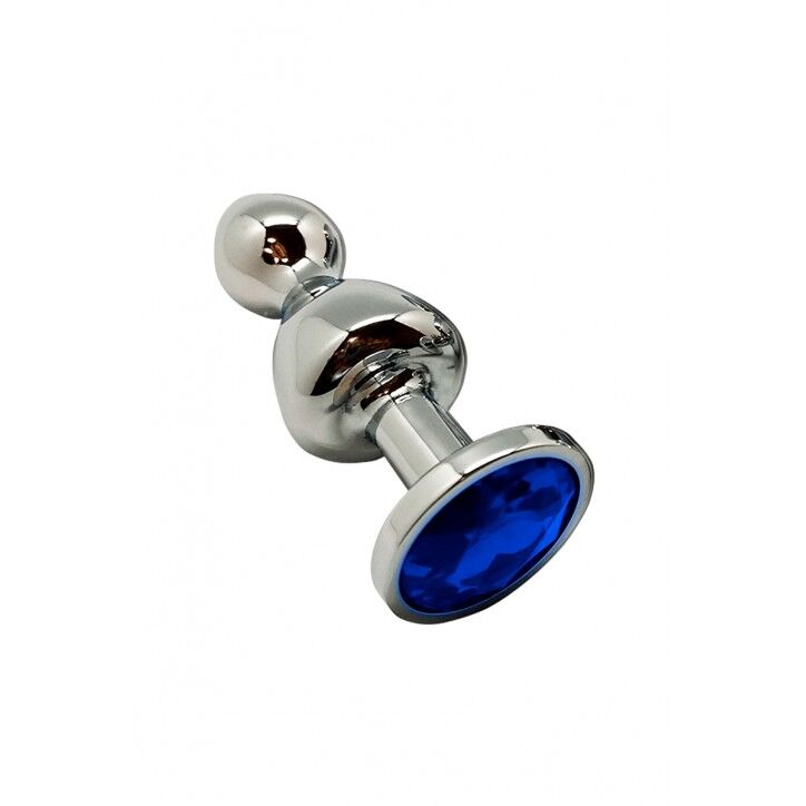 Металева анальна пробка Wooomy Lollypop Double Ball Metal Plug діаметр 2,8см, довжина 8,5см