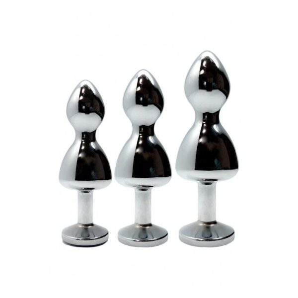 Металлическая анальная пробка Wooomy Lollypop Double Ball Metal Plug диам. 2,8 см, длина 8,5см