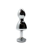 Металлическая анальная пробка Wooomy Lollypop Double Ball Metal Plug диам. 2,8 см, длина 8,5см