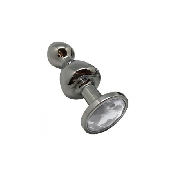 Металева анальна пробка Wooomy Lollypop Double Ball Metal Plug діаметр 2,8 см, довжина 8,5 см