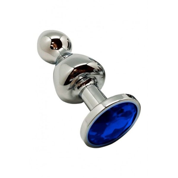 Металлическая анальна пробка Wooomy Lollypop Double Ball Metal Plug диаметр 3,5, длина 10,5см