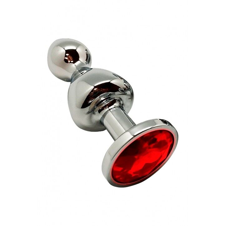 Металева анальна пробка Wooomy Lollypop Double Ball Metal Plug діаметр 3,5 см, довжина 10,5 см