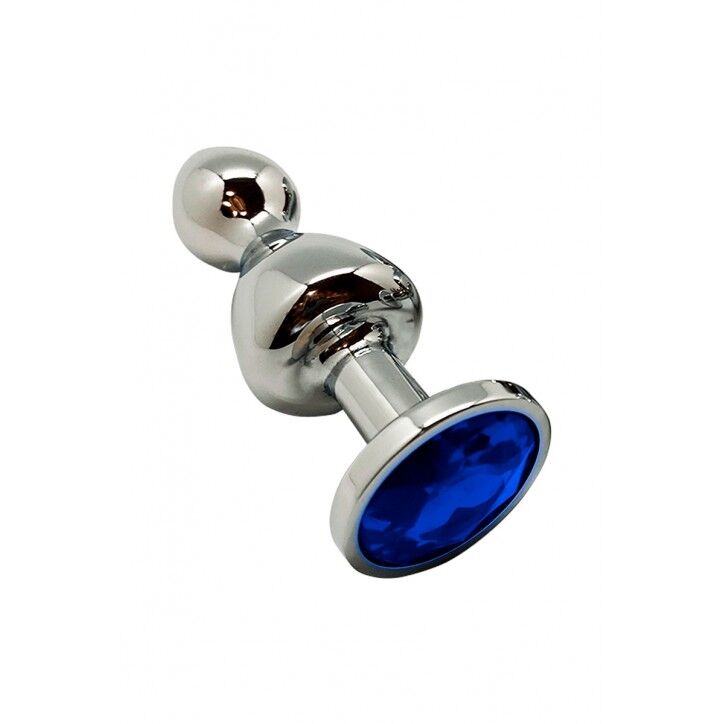 Металева анальна пробка Wooomy Lollypop Double Ball Metal Plug діаметр 3,1 см, довжина 9,4 см