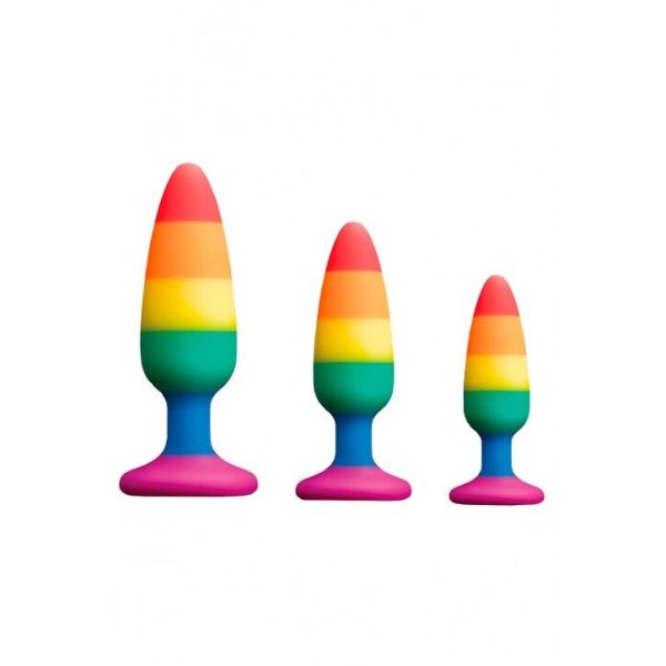 Силіконова анальна пробка Wooomy Hiperloo Silicone Rainbow Plug діаметр 2,4 см, довжина 9 см