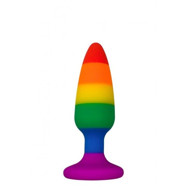 Силіконова анальна пробка Wooomy Hiperloo Silicone Rainbow Plug діаметр 2,4 см, довжина 9 см