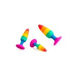 Силіконова анальна пробка Wooomy Hiperloo Silicone Rainbow Plug діаметр 2,4 см, довжина 9 см