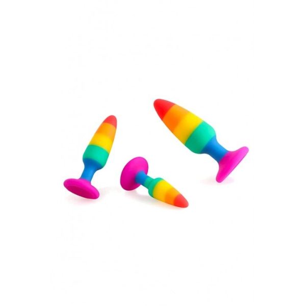 Силіконова анальна пробка Wooomy Hiperloo Silicone Rainbow Plug діаметр 2,4 см, довжина 9 см