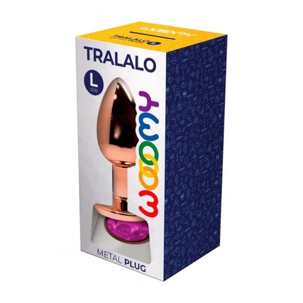 Металева анальна пробка Wooomy Tralalo Metal Plug Magenta діаметр 4 см, довжина 9 см