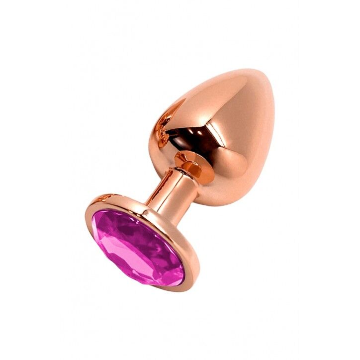 Металева анальна пробка Wooomy Tralalo Metal Plug Magenta діаметр 3,4 см, довжина 8 см