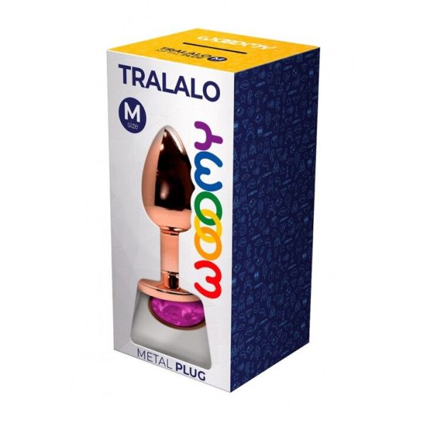 Металева анальна пробка Wooomy Tralalo Metal Plug Magenta діаметр 3,4 см, довжина 8 см