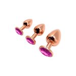 Металева анальна пробка Wooomy Tralalo Metal Plug Magenta діаметр 3,4 см, довжина 8 см
