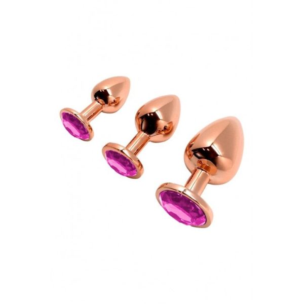 Металева анальна пробка Wooomy Tralalo Metal Plug Magenta діаметр 3,4 см, довжина 8 см