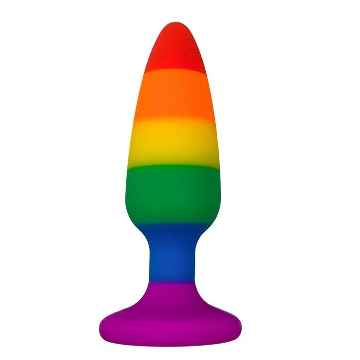 Силіконова анальна пробка Wooomy Hiperloo Silicone Rainbow Plug діаметр 3,9 см, довжина 13,1 см
