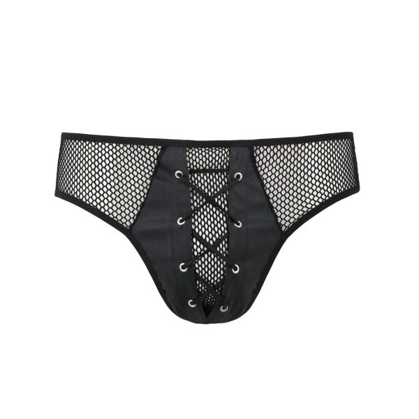 Чоловічі труси зі шнурівкою Passion 035 SLIP RICHARD XXL/ екошкіра, сітка