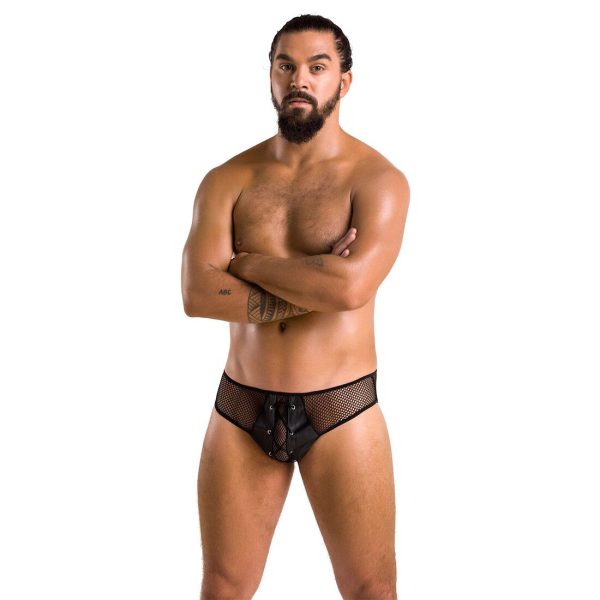 Чоловічі труси зі шнурівкою Passion 035 SLIP RICHARD XXL/ екошкіра, сітка