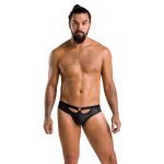 Чоловічі сліпи з вирізами Passion 041 SLIP JOE екошкіра, відкриті сідниці