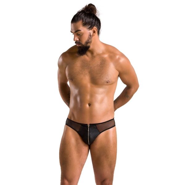 Чоловічі сліпи на блискавці Passion 042 SLIP TIMMY XXL/ екошкіра, сітка