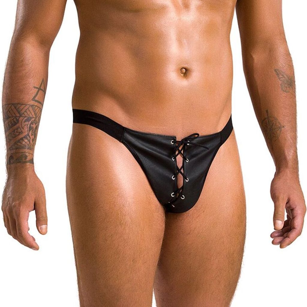 Мужские слипы на шнуровке Passion 044 SLIP BEN экокожа, люверсы