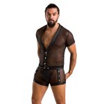Комплект сітчастої чоловічої білизни Passion 052 SET MICHAEL 2XL/3XL сорочка, боксери заклепки