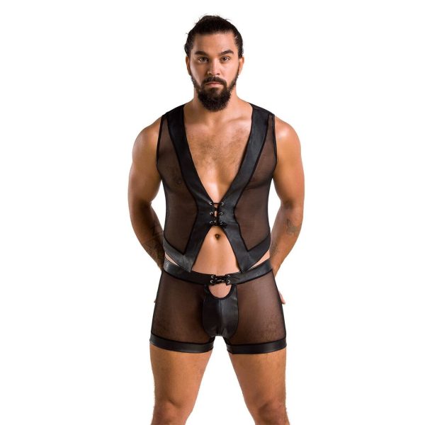Комплект мужского белья на шнуровке Passion 053 SET WILLIAM XXL/ жилет, боксеры