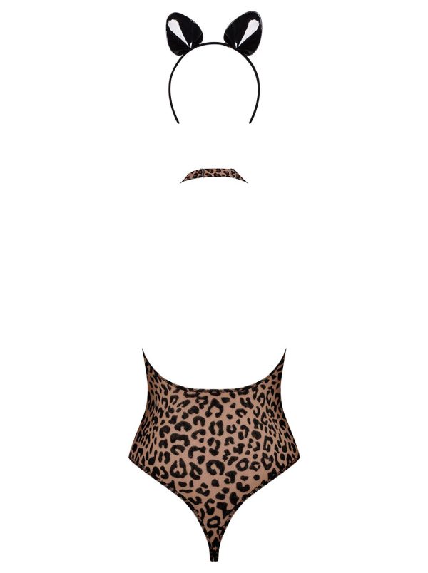 Еротичний костюм леопарда Obsessive Leocatia teddy боді, обруч з вушками