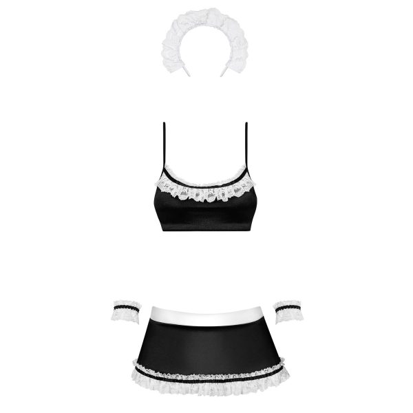 Атласный эротический костюм горничной Obsessive Maid set , 5 предметов